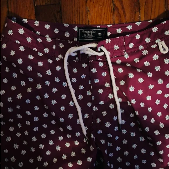 Abercrombie & Fitch Burgundy Floral Board Shorts - Picture 2 of 4